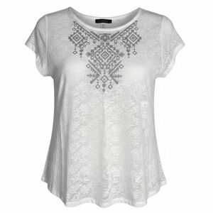 NWOT-Miss Me Sheer Embellished Peplum Top. Size Large